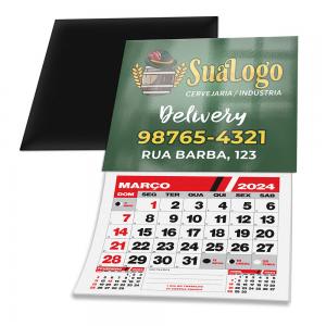 CALENDÁRIOS 2024 E FOLHINHA IMÃS DE GELADEIRA couchê 250g 50X45mm 4x0 verniz uv total frente corte reto 