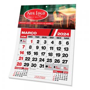 CALENDÁRIOS 2024 E FOLHINHAS CABEÇALHO COM MIOLO couchê 300g 196X90mm 4x0 verniz uv total frente  